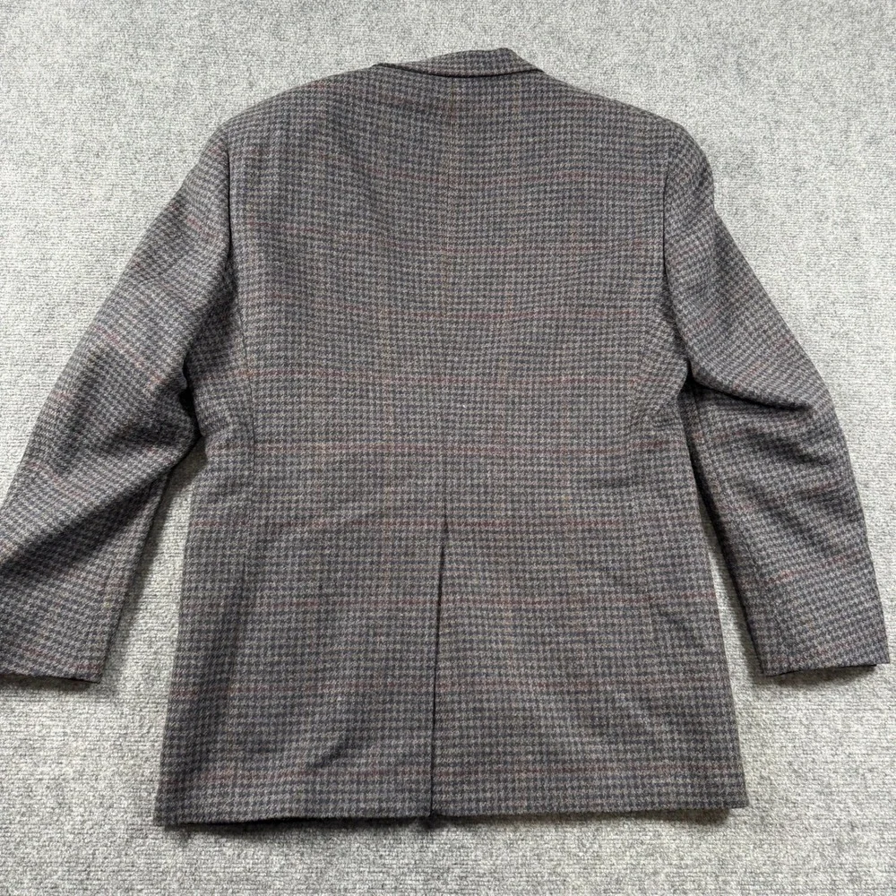 Hart Schaffner Marx Sport Coat Mens 40R Gray Blue Wool Houndstooth Blazer VTG